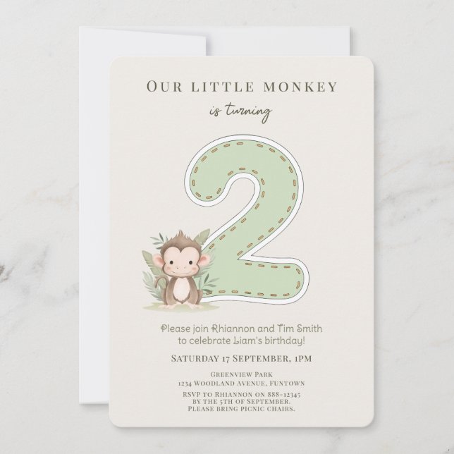 Invitation d'anniversaire de notre petit singe 2 a (Devant)