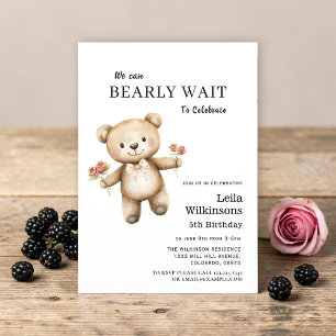 Invitation d'anniversaire de nounours à peine atte