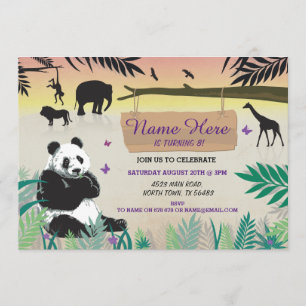 Invitation d'anniversaire de panda de zoo de