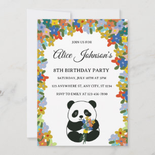 Invitation d'anniversaire de Panda, Fleur Panda An