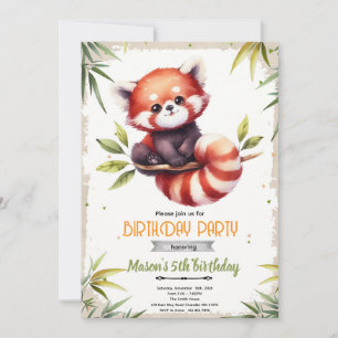 Invitation d'anniversaire de Panda roux