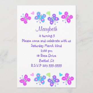 invitation d'anniversaire de papillon