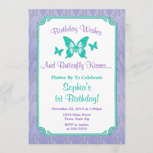 Invitation d'anniversaire de papillon Turquoise vi