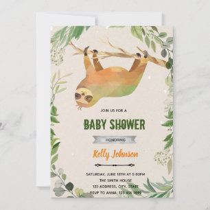 Invitation d'anniversaire de paresseux de verdure