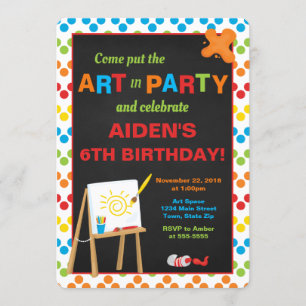 Invitation d'anniversaire de partie d'art, partie