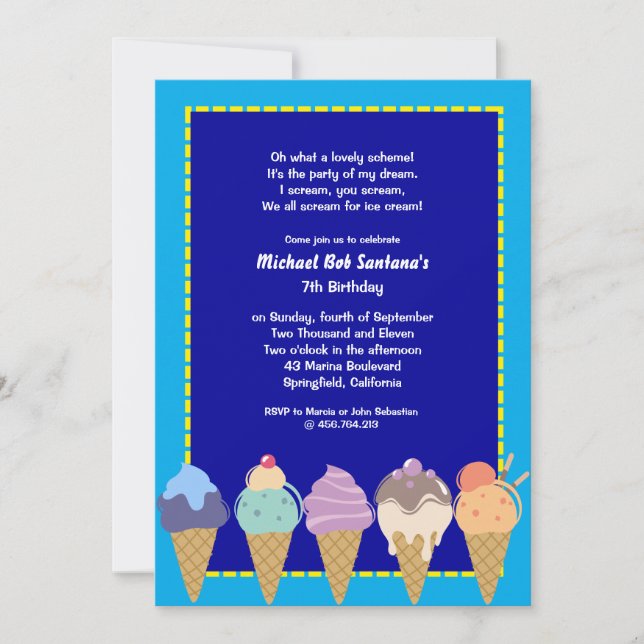 Invitation d'anniversaire de partie de crème (Devant)