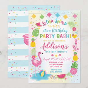 Invitation d'anniversaire de partie de Flamant