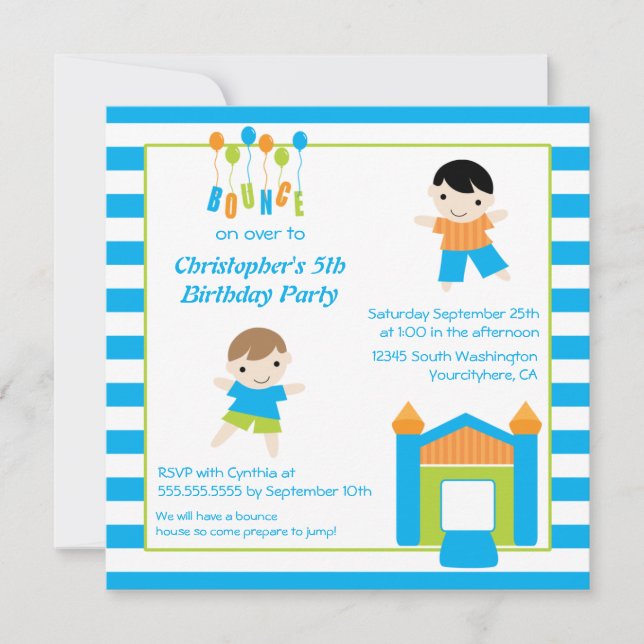 Invitation d'anniversaire de partie de maison du (Devant)