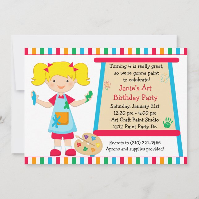 Invitation d'anniversaire de partie de peinture (Devant)