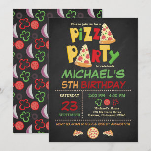 Invitation d'anniversaire de partie de pizza de