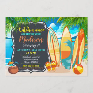 Invitation d'anniversaire de partie de plage,
