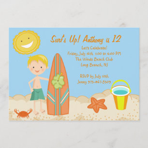 Invitation d'anniversaire de partie de plage de