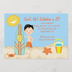 Invitation d'anniversaire de partie de plage de