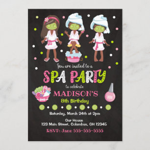 Invitation d'anniversaire de partie de spa