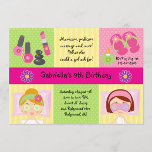 Invitation d'anniversaire de partie du spa de la