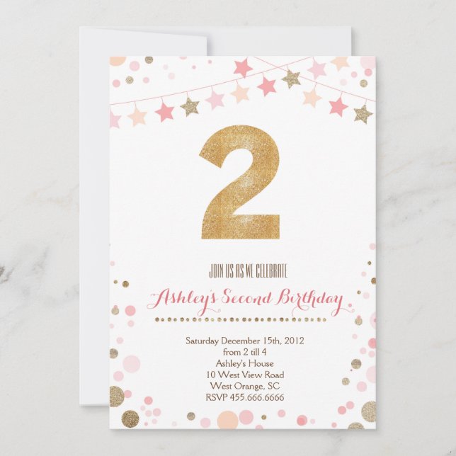 Invitation d'anniversaire de parties scintillantes (Devant)