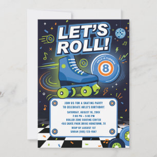 Invitation d'anniversaire de patin à roulettes pou