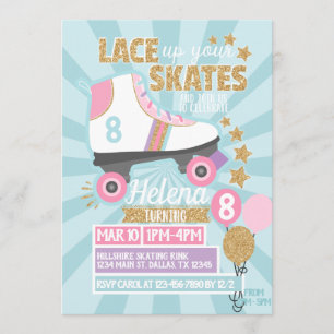 Invitation d'anniversaire de patin à roulettes rét