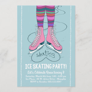 Invitation d'anniversaire de patinage de glace -