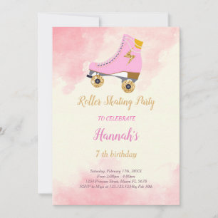 Invitation d'anniversaire de patinage rose