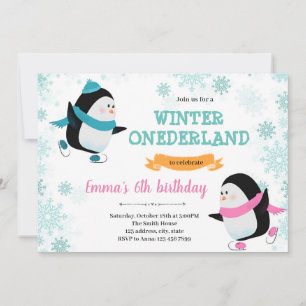 Invitation d'anniversaire de patinage sur glace de