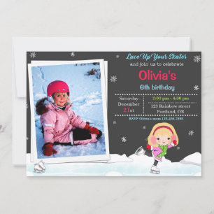 Invitation d'anniversaire de patinage sur glace In