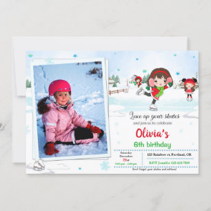 Invitation d'anniversaire de patinage sur glace In