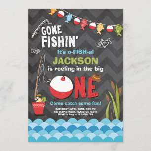 Invitation d'anniversaire de pêche tournoyant la