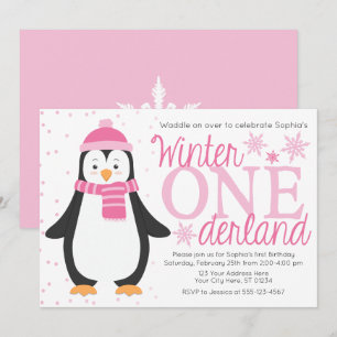 Invitation d'anniversaire de Penguin Winter ONE de