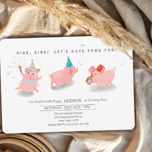 Invitation d'anniversaire de petit cochon, Ferme C