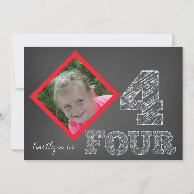 Invitation d'anniversaire de photo de tableau 4ème (Devant)