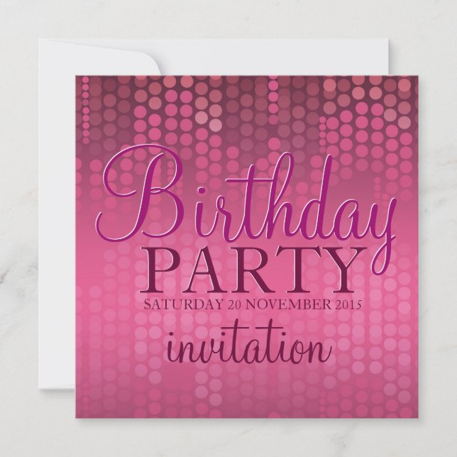 Invitation d'anniversaire de Pink Bokeh Sparkle (Devant)