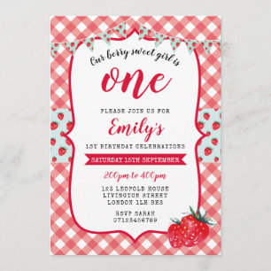 Invitation d'anniversaire de pique-nique de fraise
