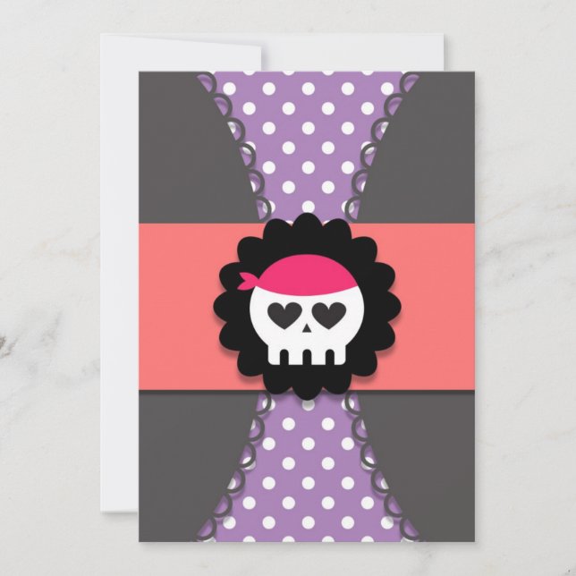 Invitation d'anniversaire de pirate de fille pour (Devant)
