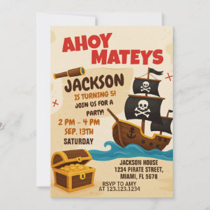 Invitation d'anniversaire de Pirate pour enfants