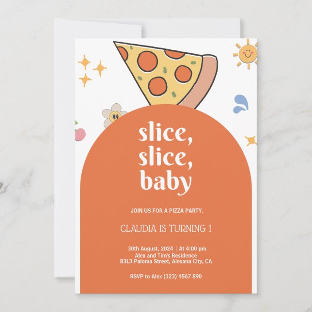 Invitation d'anniversaire de Pizza moderne (Devant)