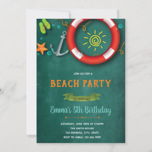 Invitation d'anniversaire de plage