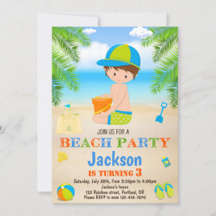 Invitation d'anniversaire de plage Invitation de p