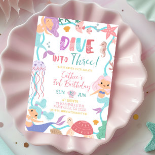 Invitation d'anniversaire de plongée de sirène mig