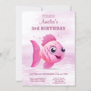 Invitation d'anniversaire de poisson rose