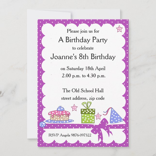 Invitation d'anniversaire de Polka Dot (Devant)