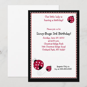 Invitation d'anniversaire de Polkadot Ladybug 5x7