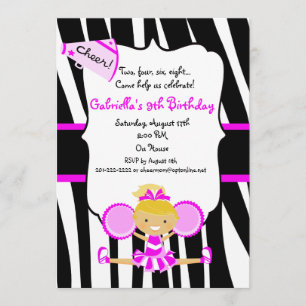 Invitation d'anniversaire de pom-pom girl de roses