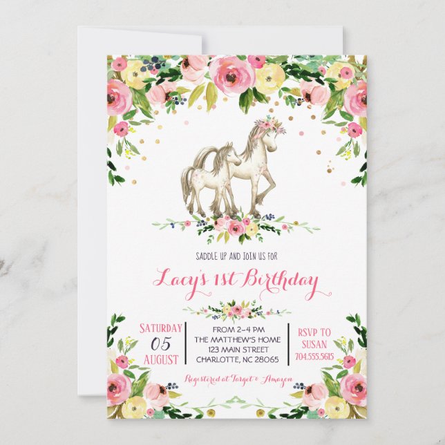 Invitation d'anniversaire de Pony, invitation d'an (Devant)