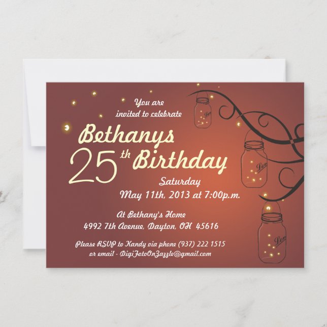 Invitation d'anniversaire de pot de maçon dans (Devant)