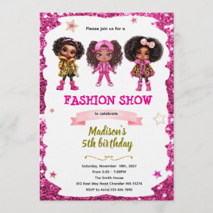 Invitation d'anniversaire de poupée de mode