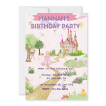 Invitation d'anniversaire de princesse à l'aquarel