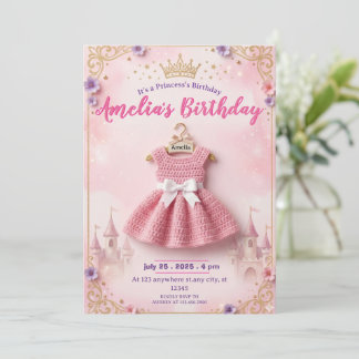 Invitation d'anniversaire de princesse avec robe a