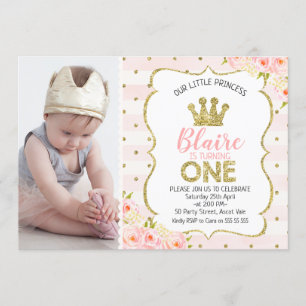 Invitation d'anniversaire de princesse Crown de