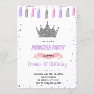Invitation d'anniversaire de princesse de couronne